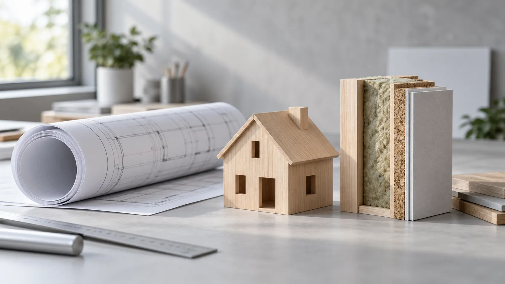 Plans d'une maison neuve et étude RE2020 pour un permis